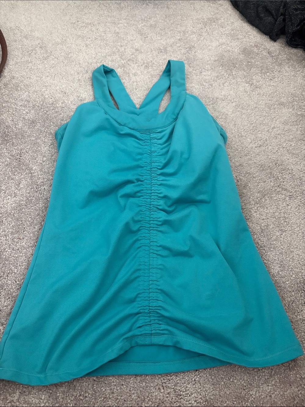 Women’s Teal Ruched Front athletic Tank Top